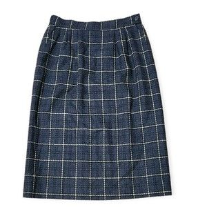 Vintage Miss Pendleton Wool Skirt Gray Cream Windowpane Check Lined Size 12